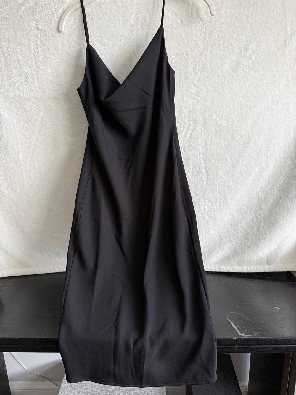 Babaton Black Satin Midi Slip Dress
